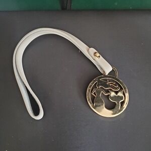 Spartina 449 Mermaid Bag Charm Medallion Beige Strap Gold Tone